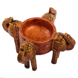 Wooden Elephant Bowl - Bronze