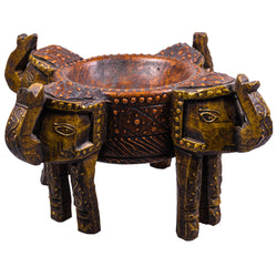 Wooden Elephant Bowl - Copper
