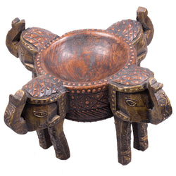 Wooden Elephant Bowl - Copper