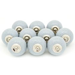 Round Crackle Ceramic Knob - Grey - Pack of 10