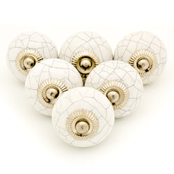 White Crackle Round Ceramic Knobs
