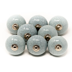 Round Ceramic Knob 8 Pack Grey Crackle