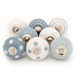 Grey White Round Ceramic Knobs