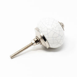 Round Ceramic Knob 8 Pack White Crackle