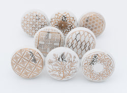 Mandala Gold Round Ceramic Knobs 8