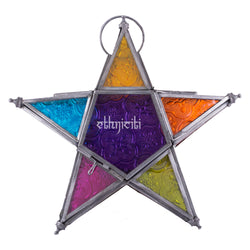 Moroccan Star Glass Lantern - Small