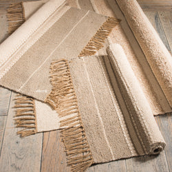 Cotton Jute Slub Weave Beige Rug