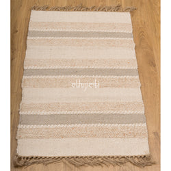 Cotton Jute Slub Weave Beige Rug