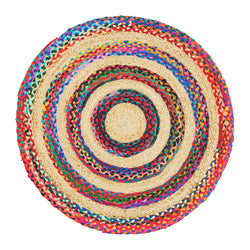 Round Jute Cotton Chindi Braided Rug
