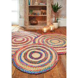 Round Jute Cotton Chindi Braided Rug