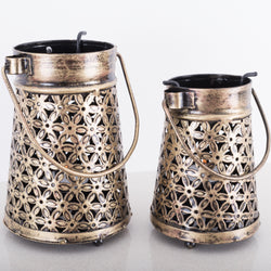 Tea Light Holder In Brass Jar 2 Piece